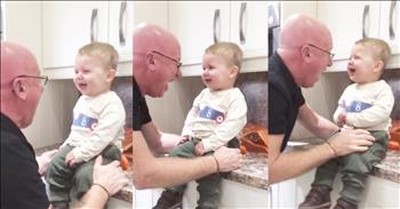 Funny Grandpa Loves Making Grandson Laugh  