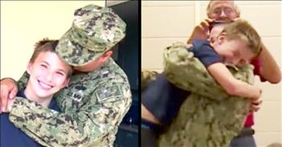 Military Mom Surprises Son During Homecoming 