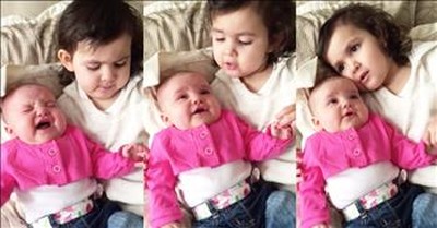 Big Sister Sings 'You Are My Sunshine' To Baby' 