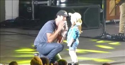 Luke Bryan And Little Cowgirl Sing On Stage Together  
