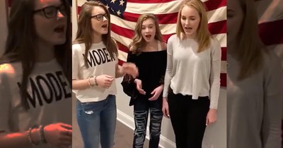 3 Girls Sing A Cappella Rendition Of The National Anthem