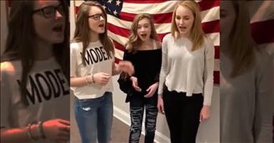 3 Girls Sing A Cappella Rendition Of The National Anthem 