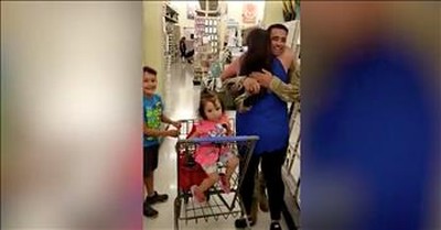 Soldier Surprises Sister In Store After Year Away 
