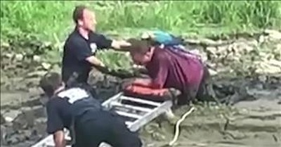 Firefighters Rescue Bird And Owner Trapped In Mud 
