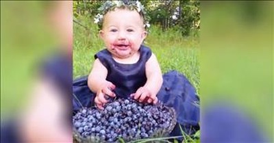 Baby Cannot Get Enough Blueberries 