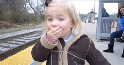 Little Girl Can't Contain Her Excitement To Take A Birthday Train Ride 