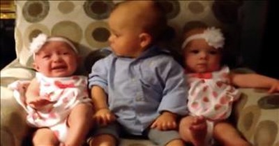 Hysterical Moment That Confused Baby Meets Twins 