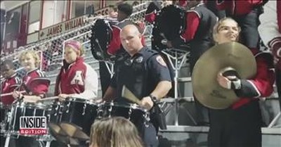 Police Officer Takes Challenge And Plays With High School Band 