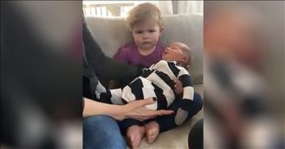 Toddler Meets Baby Brother And Is Not Happy About It 