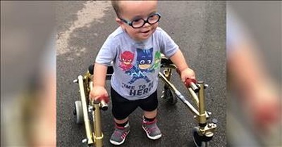 Toddler With Spina Bifida Walks For The First Time 