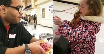 Grocery Store Cashier Bonds With Girl With Down Syndrome 