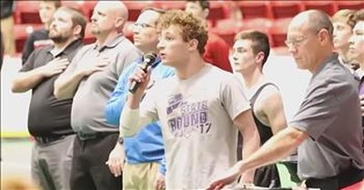 High School Wrestler Steps In To Sing The National Anthem 