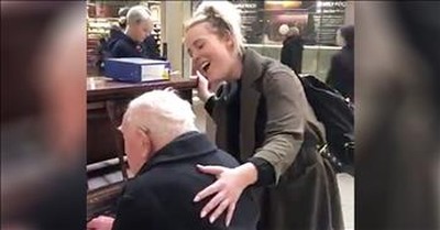 Singer Ceili O'Connor Stops To Duet With Elderly Man Playing Piano 