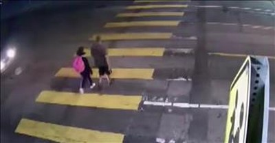 Quick-Thinking Dad Saves Daughter From Speeding Car 