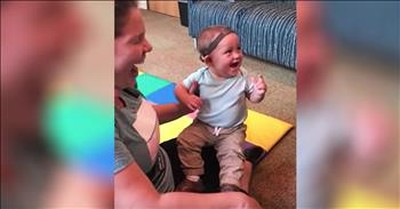 Baby With Hearing Aid Hears Singing For The First Time 