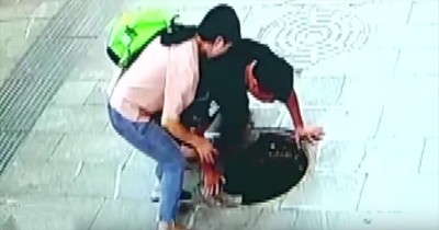 Father Rushes To Rescue 3-Year-Old Son Who Falls In Manhole