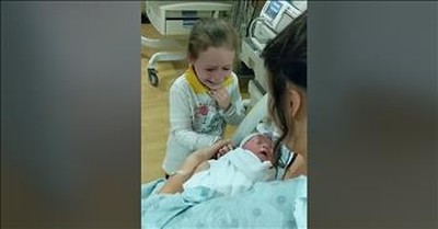 Big Sister Cries Tears Of Joy Meeting Her New Sibling For The First Time 