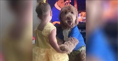 Little Girl And Dog Dance To Beauty And The Beast 