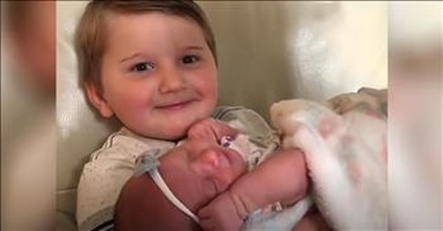 Overjoyed Big Brother Meets New Sister For The Very First Time  