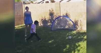 Little Boy 'Ruins' Gender Reveal With One Swift Kick