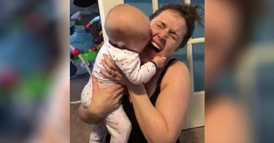 Adorable Baby Girl Covers Mommy With Kisses