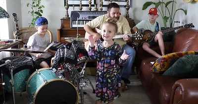 3 Kids And Dad Perform 'Rockin' Robin' During Quarantine