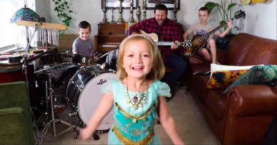 Family Band Performs Adorable Disney Medley In Their Living Room