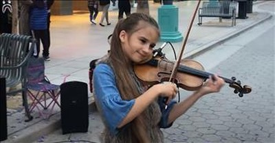 Teen Violinist Performs 'Can't Helping Falling In Love' On Street Corner 