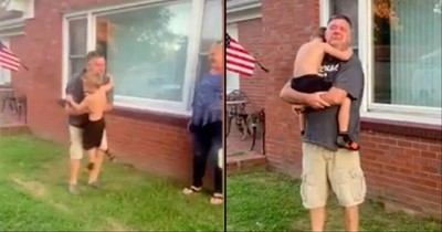 Grandpa And Grandson Share Tearful Reunion After A Year Apart