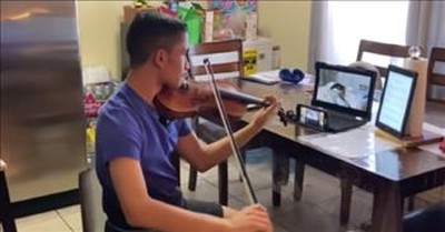 14-Year-Old Boy Plays Violin Over Video Chat For Mom On Ventilator 