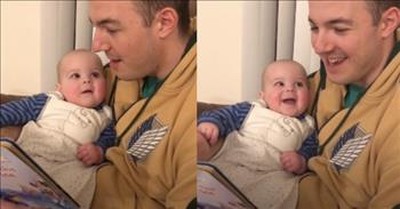 Baby Cracks Up Over Dad's Disney Voices During Storytime  