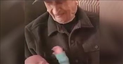 Great Grandfather With Dementia Cries Tears Of Joy Meeting Great Grandchild 