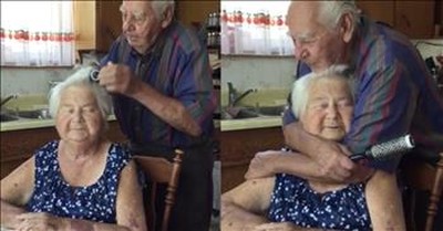 Husband Brushes His Wife's Hair In Sweet Moment Captured By Grandchild 