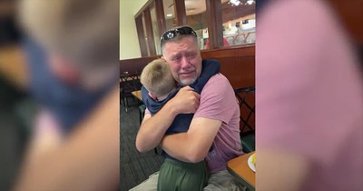 Grandpa Cries During Surprise Reunion With Grandson At Restaurant