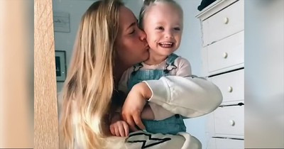 Mother And Daughter Start Their Day With Positive Affirmations In Mirror