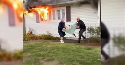 2 Brave Neighbors Carry Elderly Woman From Burning Home 