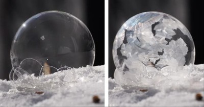 Mesmerizing Time-Lapse Shows Bubble Freezing Seconds After Forming