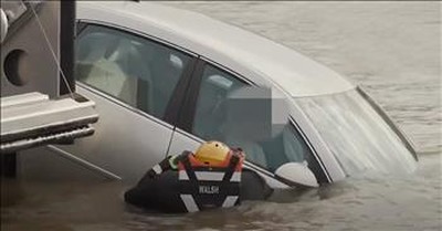 Firefighters Rush To Save Trapped Man In Sinking Car 