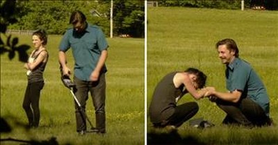 Man Uses Metal Detector To Pull Off Surprise Proposal  