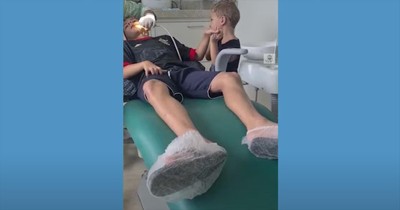 3-Year-Old Holds His Brother's Hand At The Dentist