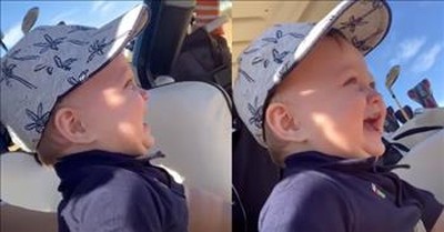 Adorable Baby Cannot Stop Laughing At Dad Playing Golf 