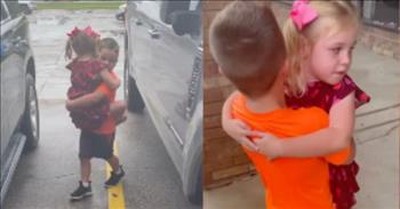 Sweet Brother Carries Baby Sister Across Mud Puddle 