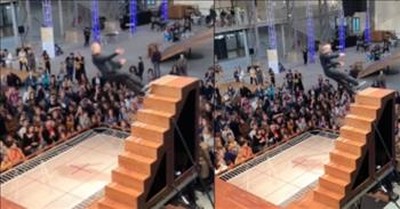 Trampoline Artist Uses Staircase To Showcase That Success Is Not Linear 