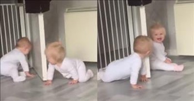 Twins Play Adorable Game Of Peek-A-Boo  