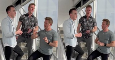 Trio Of Men Sing ‘Because You Loved Me’ In Empty Stairwell
