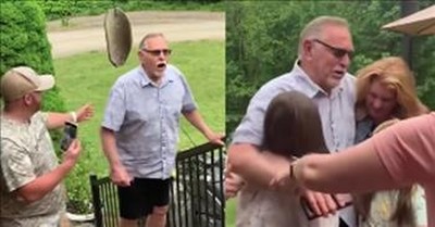 ‘Thank You, Lord’ Dad Breaks Down After All 4 Daughters Surprise Him At Retirement Party 