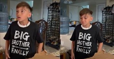 12-Year-Old Is In Tears After Finding Out He's Going To Be A Big Brother 