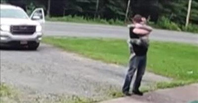 8-Year-Old Runs After Dad To Get One Last Hug Before Work 