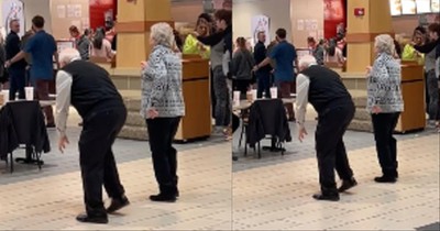 Elderly Couple Shows Off Impressive Dance Moves In Mall Food Court