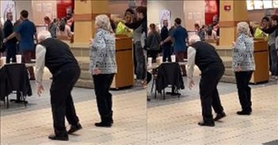 Elderly Couple Shows Off Impressive Dance Moves In Mall Food Court 